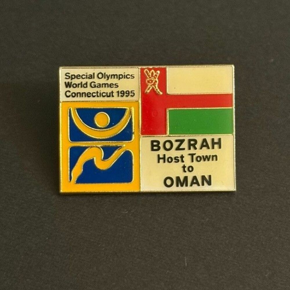 Vintage Special Olympics World Games Connecticut CT 1995 Bozrah Host Oman Pin